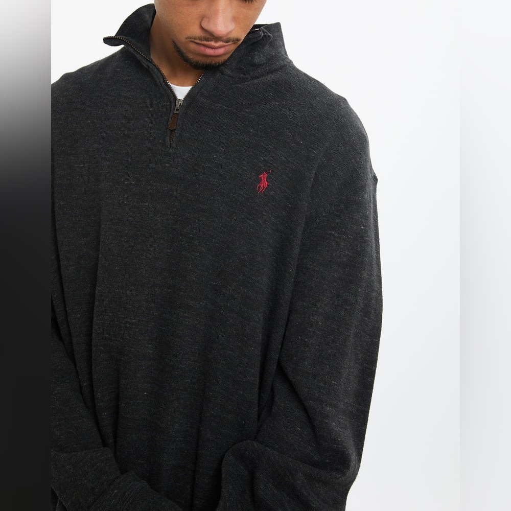 Ralph Lauren Men's Dark Grey Zip-Up Sweater - Picture 2 of 8